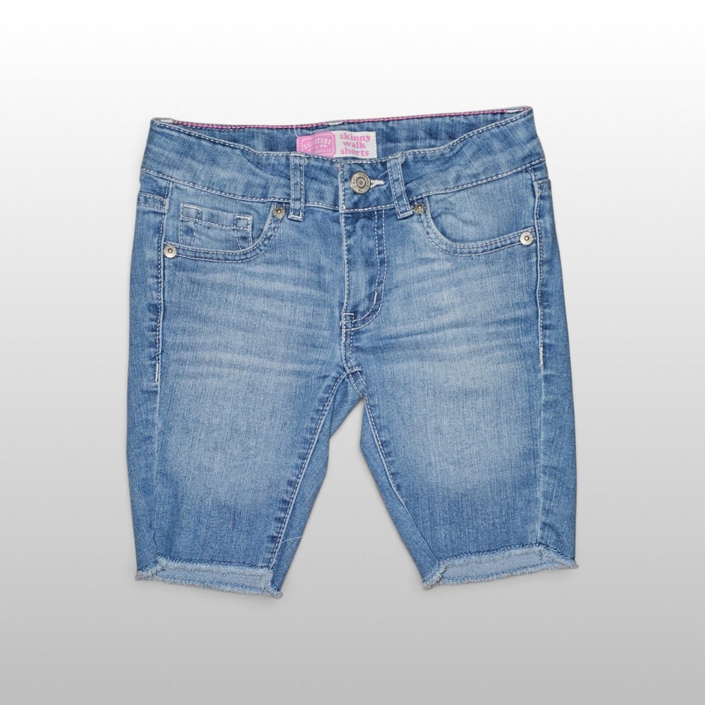 Girls Signature Levi Strauss Skinny Walk Shorts Raw Hem Denim Blue 7 Bottoms